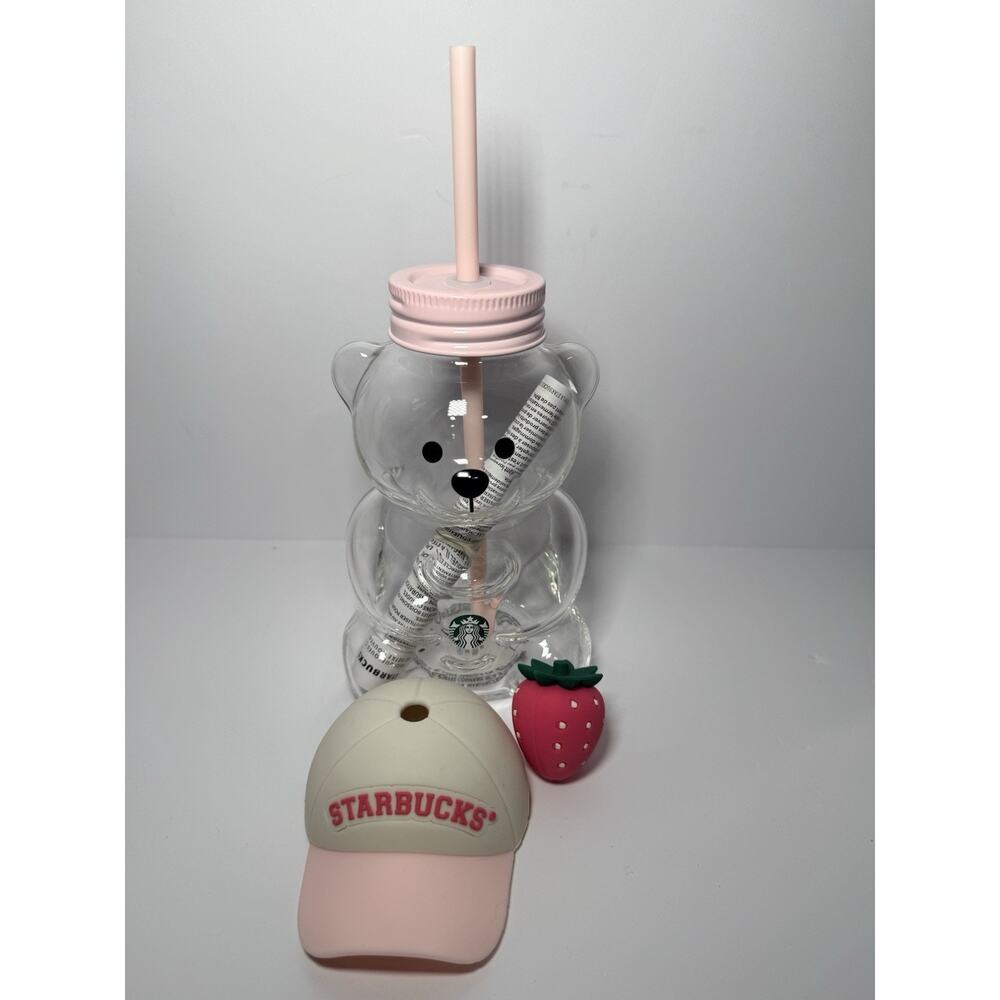 Starbucks PINK DRINK STRAWBERRY BEARISTA Glass Cold Cup AUTHENTIC NWT IN HAND - Picture 8 of 13